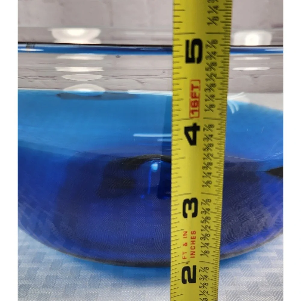 Ikea Stockholm Blue Wave Blown Glass Bowl - 11 .5